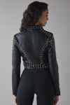 Azalea Wang Silva Crystal Studded Faux Leather Moto Jacket