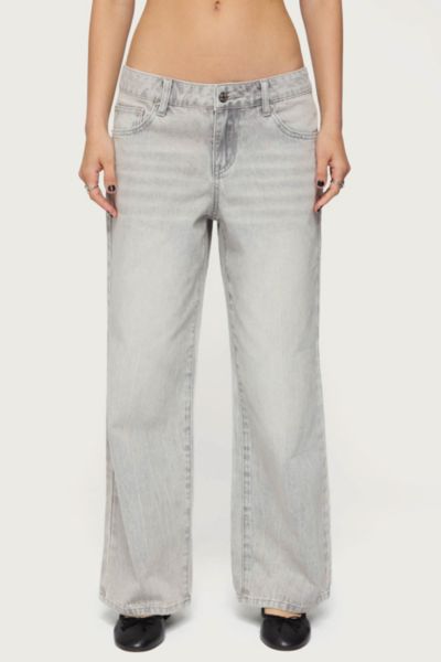 Edikted Magda Low Rise Wide Leg Jeans In Gray