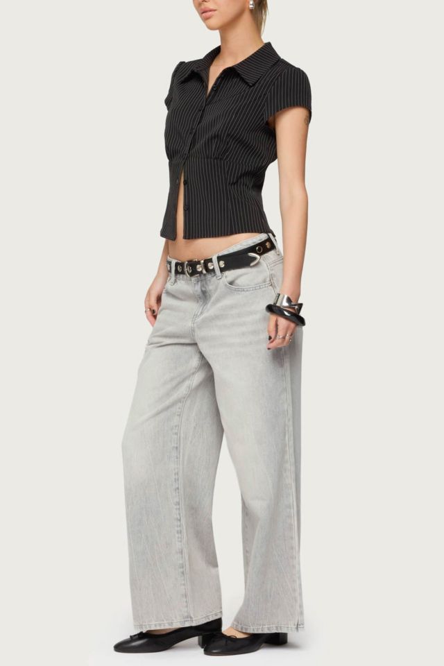 Edikted Petite Magda Low Rise Acid Wash Jeans #1
