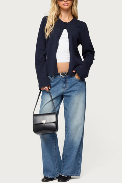 Edikted Petite Magda Low Rise Acid Wash Jeans In Blue/washed, Women's At Urban Outfitters