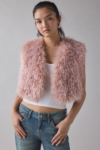 Azalea Wang Camille Cropped Blush Faux Fur Vest Product Page