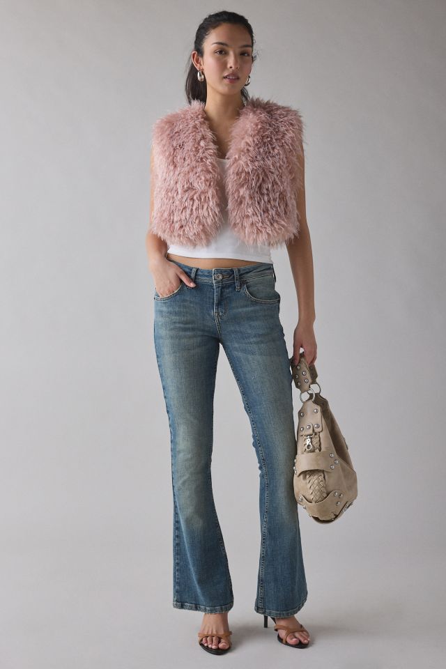 Azalea Wang Camille Cropped Blush Faux Fur Vest #2