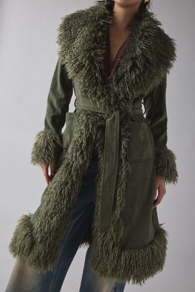 Azalea Wang Gilda Faur Fur Trim Faux Suede Jacket #1
