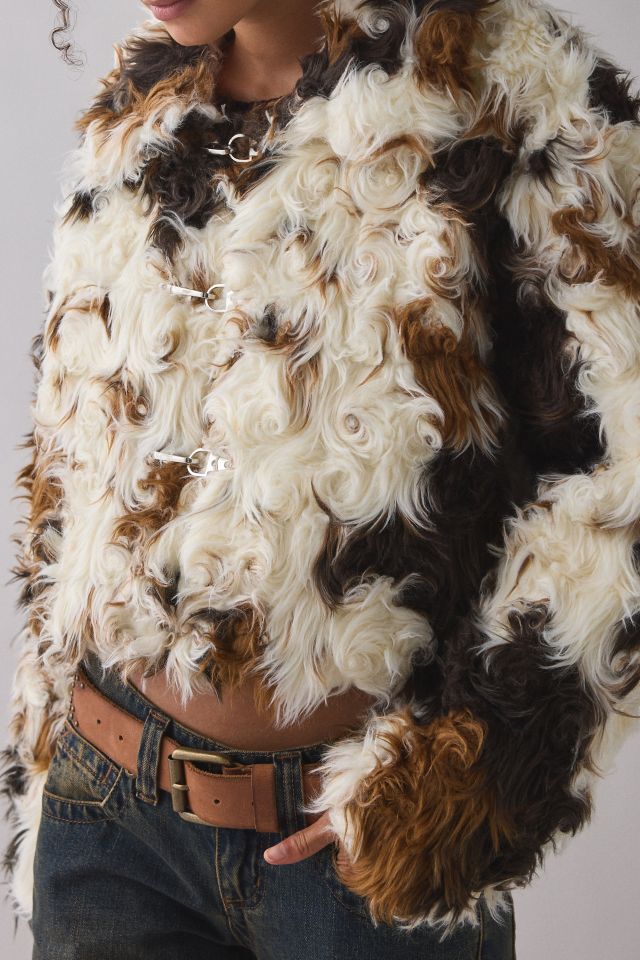 Azalea Wang Enora Cropped Faux Fur Jacket #1