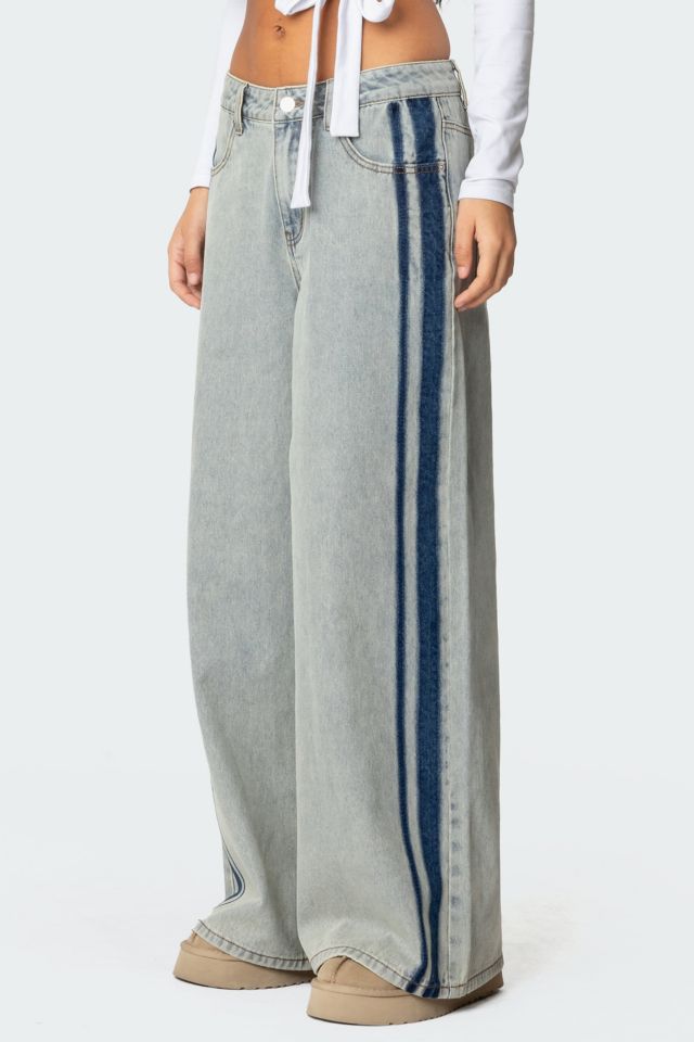 Edikted Side Stripe Washed Low Rise Jeans #2
