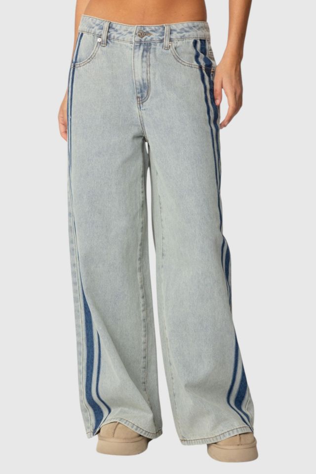 Edikted Side Stripe Washed Low Rise Jeans #1
