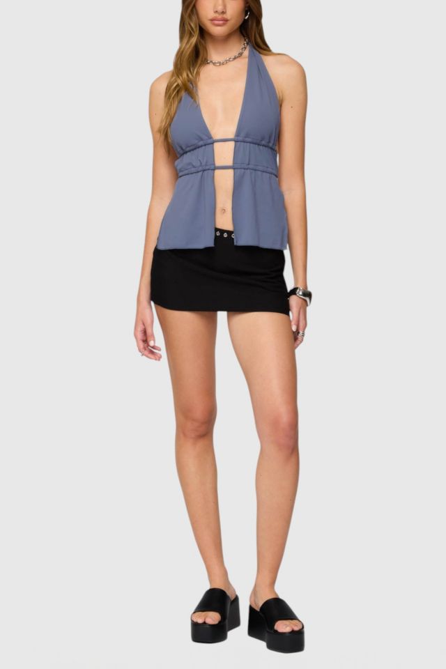 Edikted Nikole Split Front Backless Halter Top #1