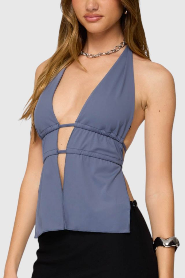 Edikted Nikole Split Front Backless Halter Top #2