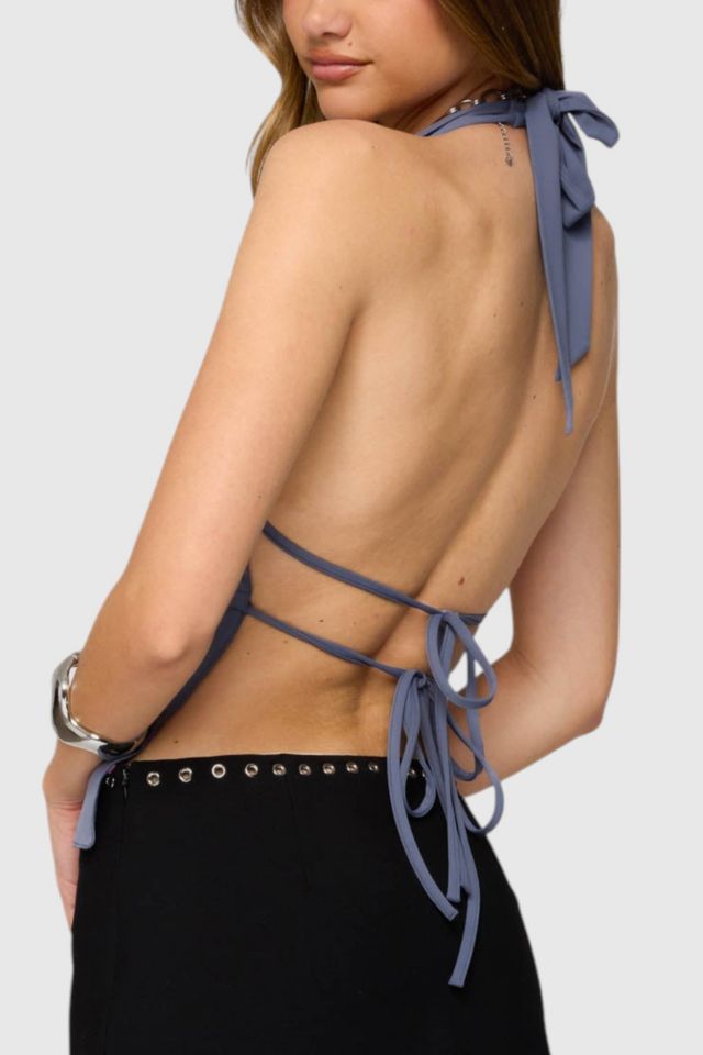 Edikted Nikole Split Front Backless Halter Top #3