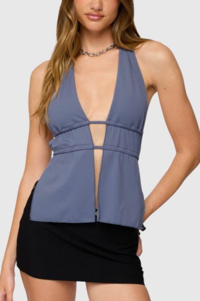 Edikted Nikole Split Front Backless Halter Top