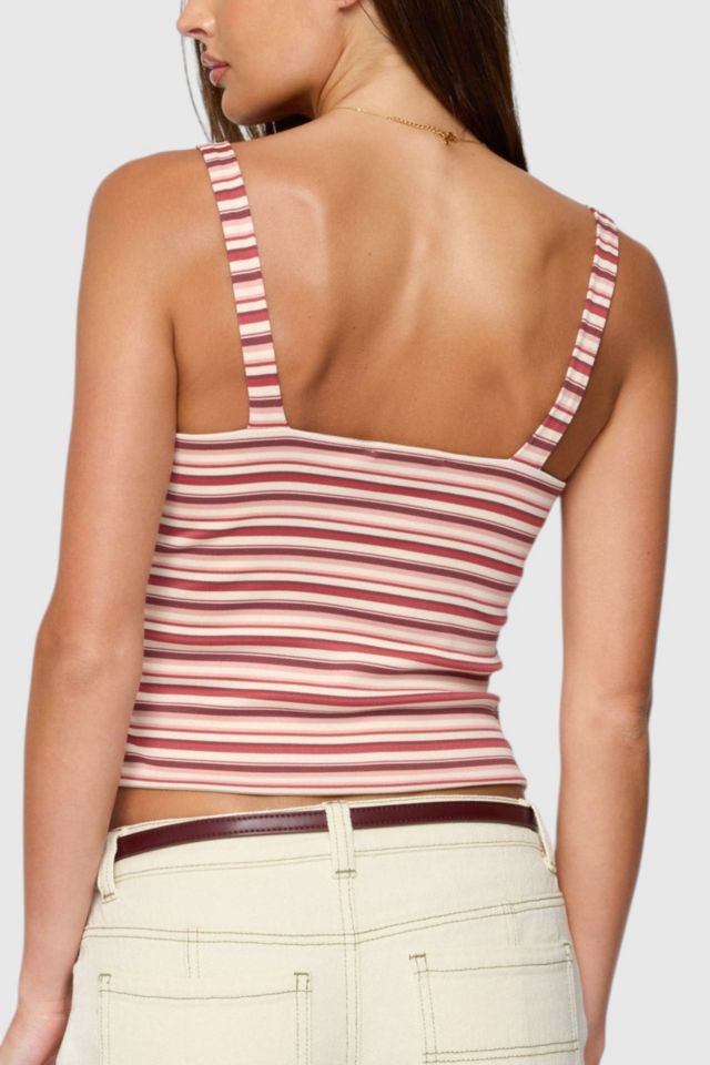 Edikted Adelia Striped Ruched Tank Top #4