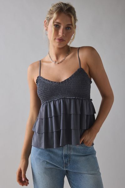 Kimchi Blue Heidi Smocked Tiered Ruffle Babydoll Tank Top