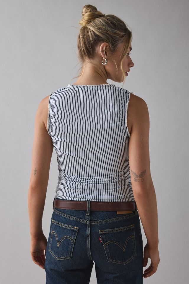 Kimchi Blue Ella Ruched Tie-Front Cropped Tank Top