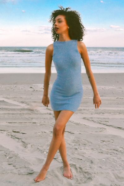 Smucky Lily Sleeveless Wool Blend Mini Dress In Dusty Blue, Women's At Urban Outfitters