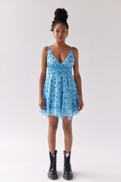 Sweet Escape Mesh Asymmetrical Mini Dress | Urban Outfitters