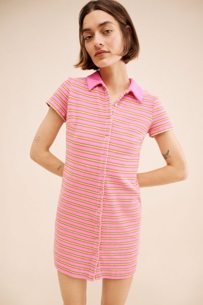 ★ ★ striped polo dress T22F1TDR050WT20AP Striped Zip-Up Polo Dress | Nautica