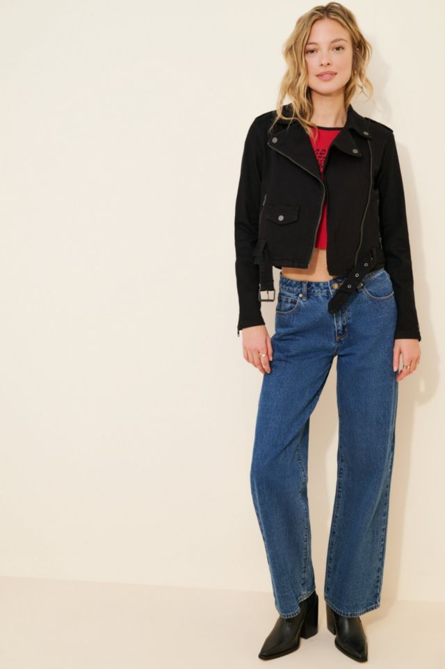 Hidden Jeans Fitted Denim Biker Jacket #3