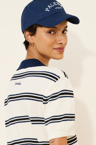 Dunst Unisex Striped Polo Short Sleeve Sweater