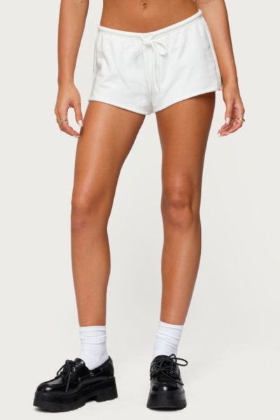 Edikted Leslie Cotton Drawstring Shorts In White