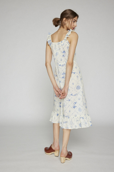 Smocked Nautical Midi Dress