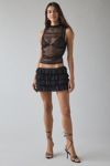UO Molly Ruched Sheer Mesh High Neck Tank Top