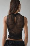 UO Molly Ruched Sheer Mesh High Neck Tank Top
