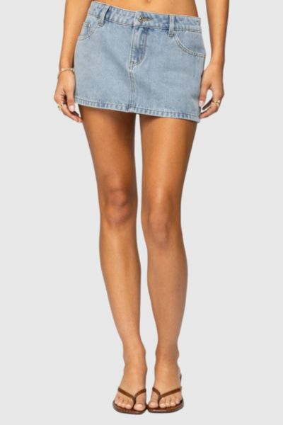 Edikted Lace Hearts Denim Miniskirt