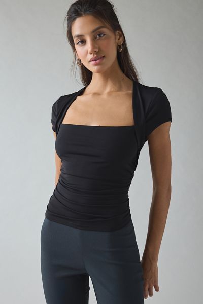 UO Claire Cropped Cap Sleeve Shrug Top Product Page