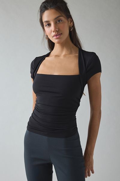 UO Claire Cropped Cap Sleeve Shrug Top