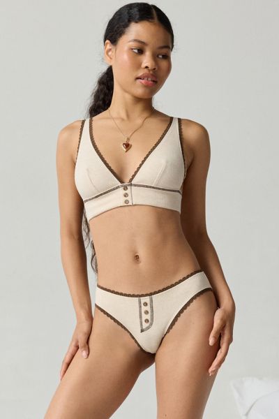 Out From Under Josie Waffle Knit Henley Bikini Undie In Ivory, Women's At Urban Outfitters In White