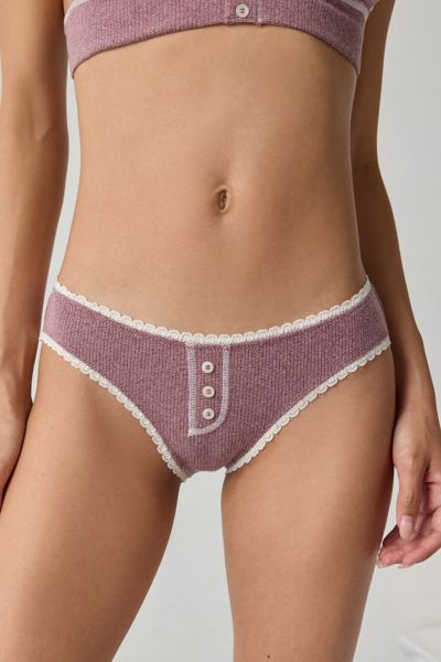 Out From Under Josie Waffle Knit Henley Bikini Undie In Maroon, Women's At Urban Outfitters In Purple