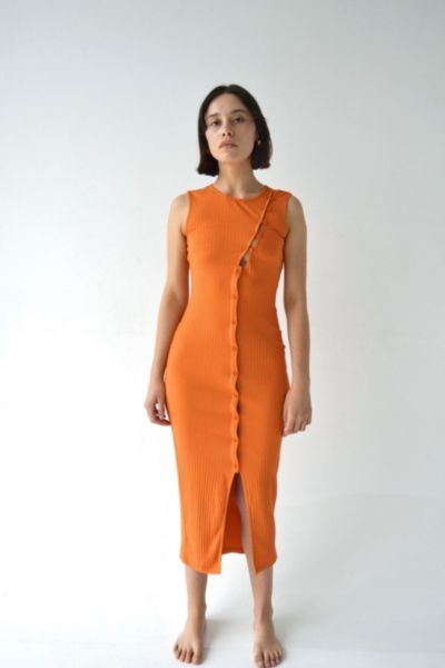 Smucky Doxie Ribbed Maxi Dress In Orange, Women's At Urban Outfitters