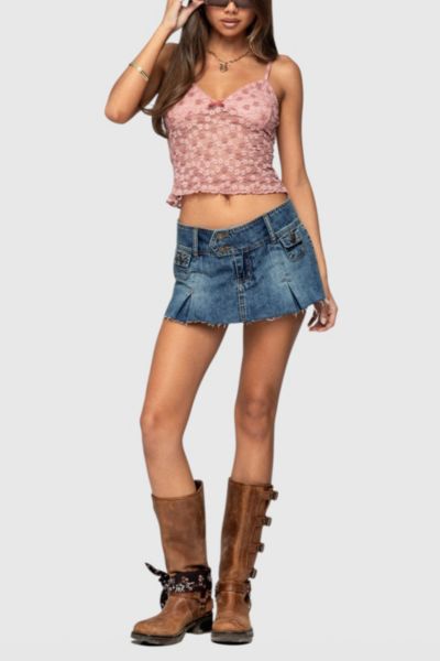 Edikted Floral Lace Semisheer Camisole In Pink