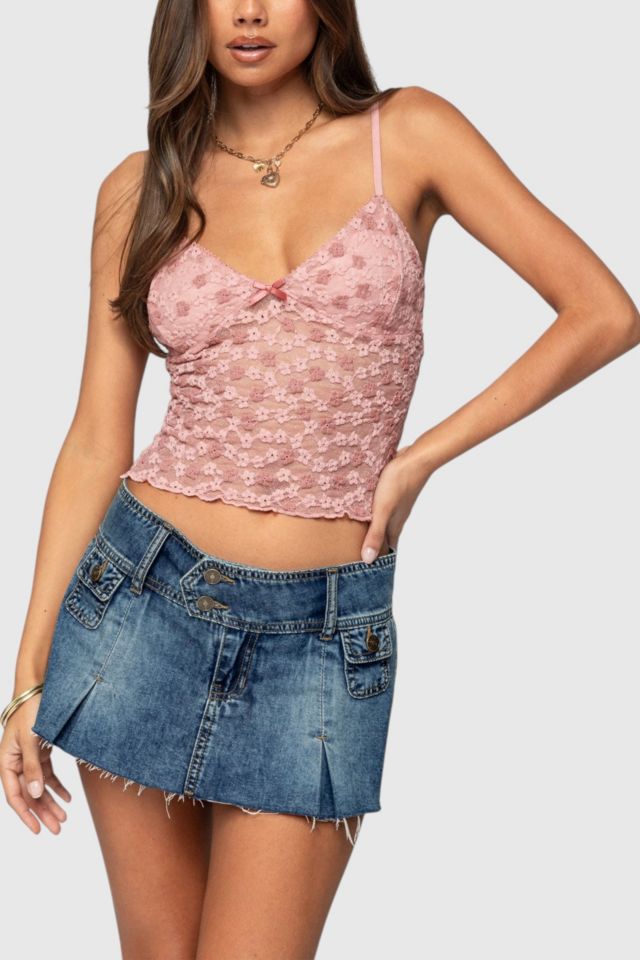 Edikted Floral Textured Lace Tank Top | Urban Outfitters