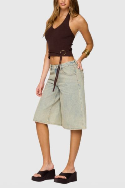 Shop Edikted Kez Belted Knit Halter Top In Brown, Women's At Urban Outfitters