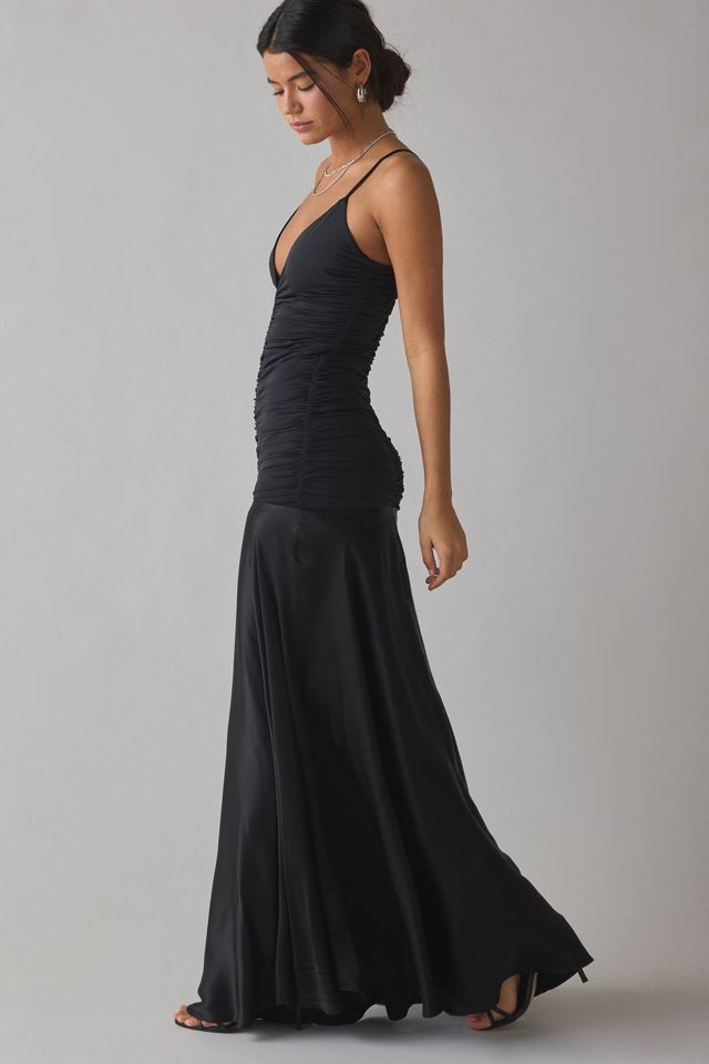 Bardot Lavanda Mixed Media Jersey Knit + Satin Maxi Dress | Urban Outfitters