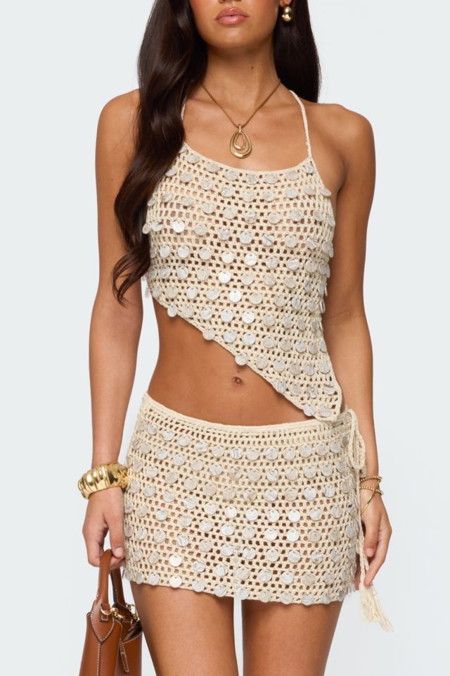 Edikted Alora Iridescent Crochet Mini Skirt #3