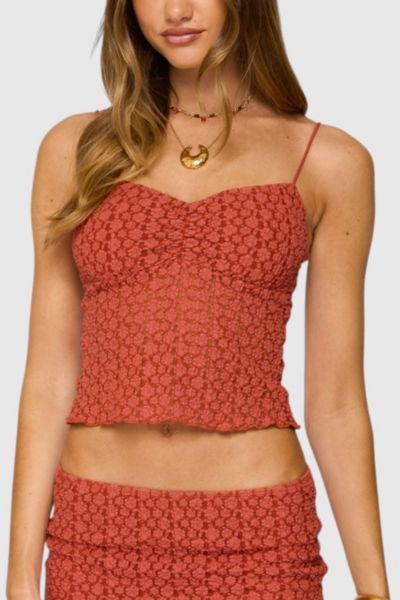EDIKTED JOSEPHINA TEXTURED FLORAL TANK TOP IN HAMRA, WOMEN'S AT URBAN OUTFITTERS 