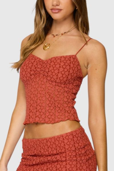 Edikted Josephina Textured Floral Tank Top