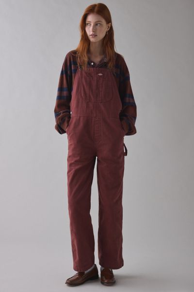 Dickies Double Front Bib Canvas Bib Overall Pant In Red, Women's At Urban Outfitters In Red