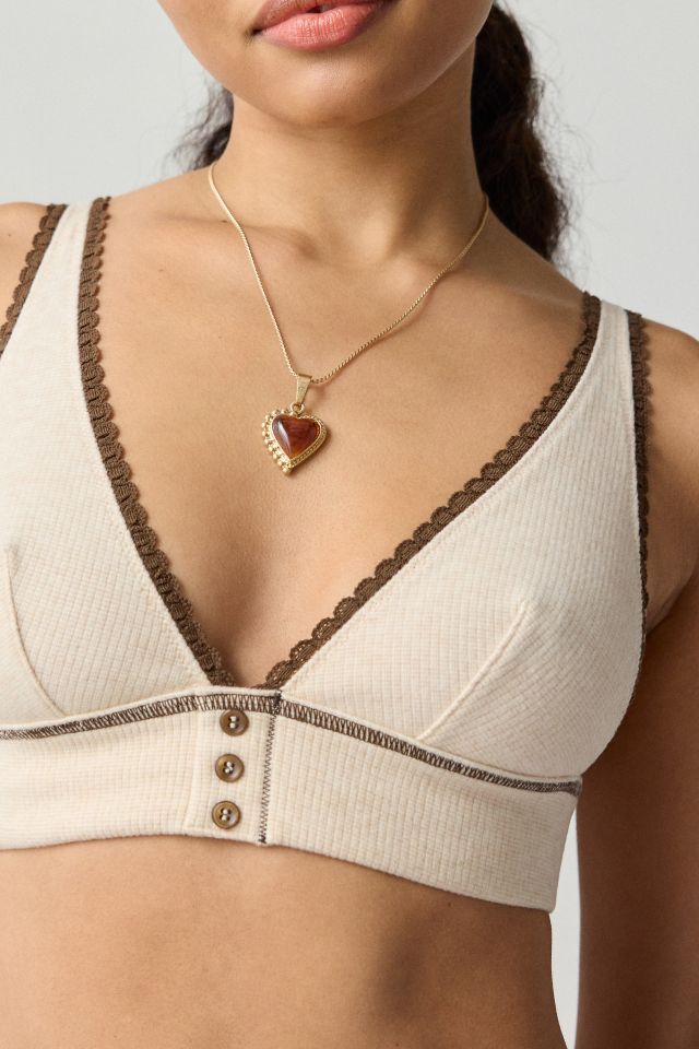 Out From Under Josie Waffle Knit Henley Plunge Bralette #1