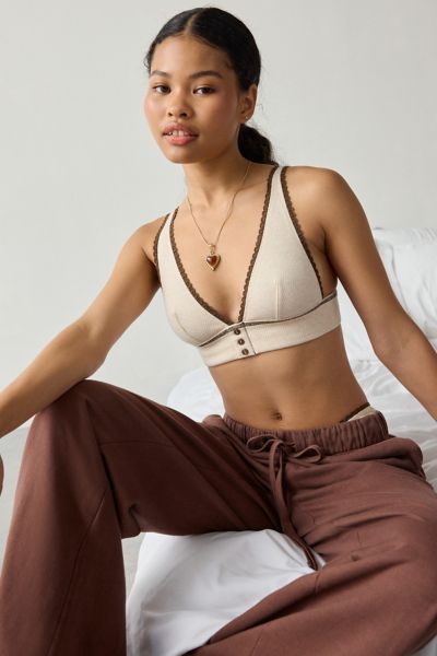 Out From Under Josie Waffle Knit Henley Plunge Bralette