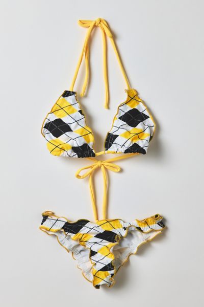 Vintage By Velzy Jojo Argyl Bikini Top & Bottom Set Size Small