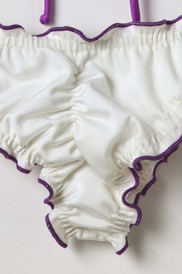 Vintage By Velzy Trixie Ruffle Lettuce-Edge Bikini Top & Bottom Set Size Small #1