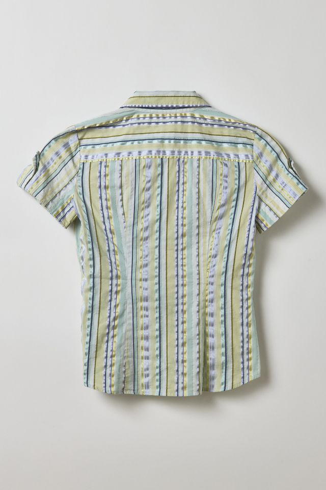 Vintage By Velzy Striped Short Sleeve Button-Down Shirt #1