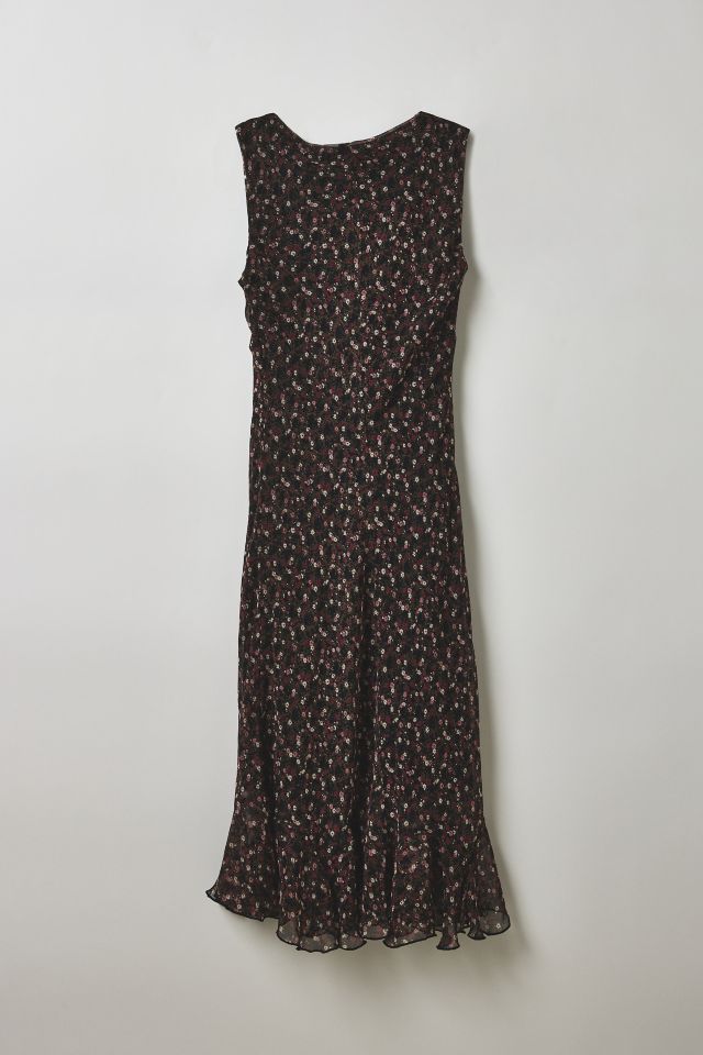 Vintage By Velzy La Belle Black Floral Wrap-Front Midi Dress #1
