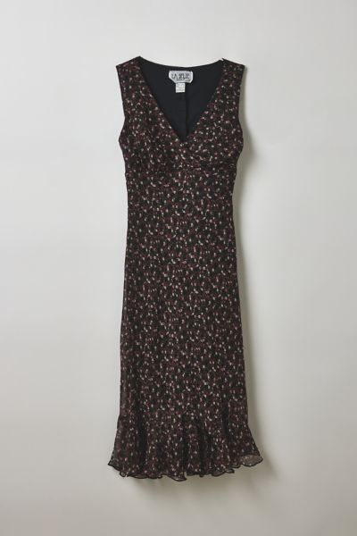 Vintage By Velzy La Belle Black Floral Wrap-Front Midi Dress