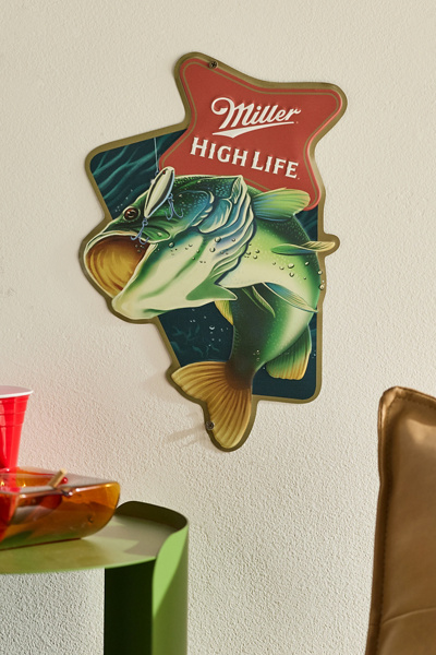 Miller High Life Open Mouth Bass Metal Wall Sign