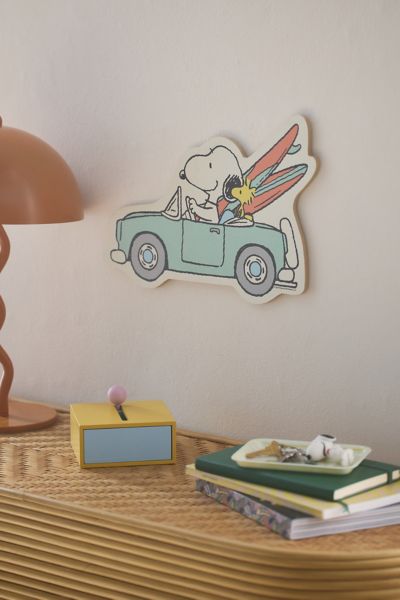 Peanuts Snoopy In The Car Wood Wall Sign