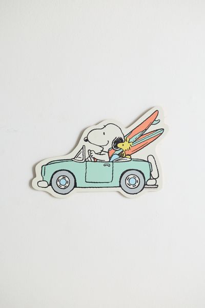 Peanuts Snoopy In The Car Wood Wall Sign